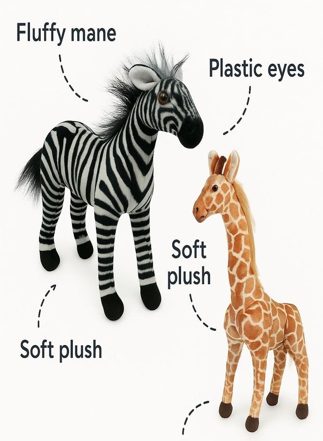 DTR Creation Jungle Safari Plush Toy Combo - Zebra & Giraffe Soft Toys (30cm Each) | Animal Stuffed Toys Gift for Kids | Cuddly Wildlife Plush Set for Boys & Girls - Image 3